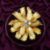 Asprey Vintage Floral Leaf Brooch 18k Gold Natural Diamond London, view 3