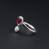 Giorgio Visconti 18K Ring Diamond Ruby White Gold Bypass Moi et Toi Sz 6, view 1