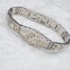 Classic Antique Art Deco 14k Gold 1ct Three Diamond Filigree Bracelet 6.5", view 2