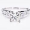Hand Engraved 18k White Gold 1.3 ct Princess Diamond Engagement Ring Sz 6, view 1