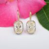 Antique Cushion Cut Diamond Earrings 4.2 carat 18k Gold Platinum 3/4", view 3