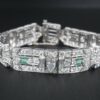 Antique Art Deco Diamond Bracelet Platinum 14 carat Emerald 7.25", view 4