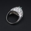 18k Pave Diamond Emerald Dome Ring White Gold 4ctw Sz 7 French Statement, view 6