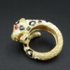Gioconda Enamel Leopard Ring Cat Bypass 18k Yellow Gold Size 5, view 4
