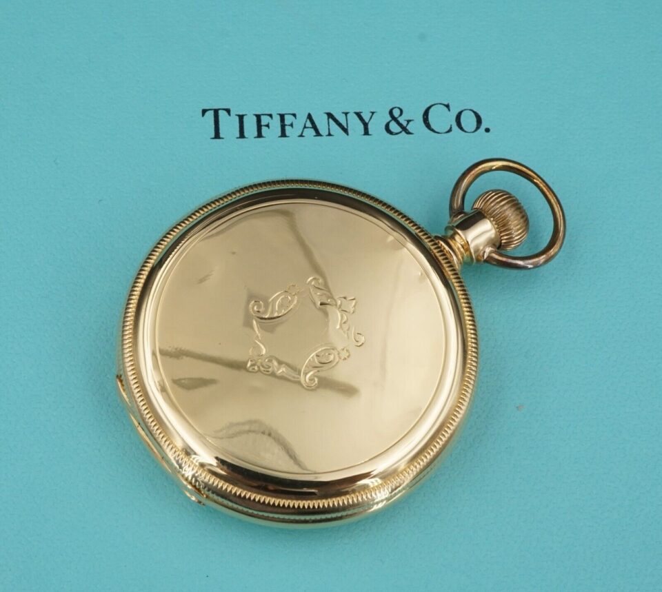 1920s Solid 18k Yellow Gold Tiffany & Co Pocket Watch New York Winds & Runs, view 3