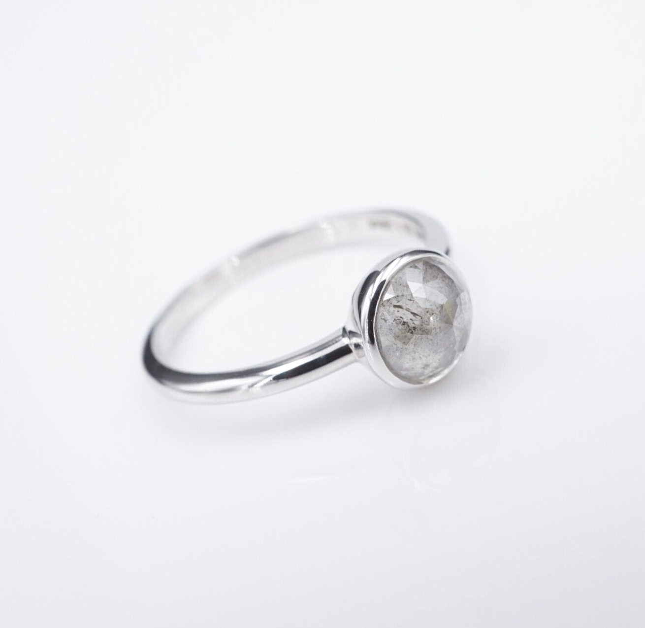 14k Salt and Pepper Diamond Ring White Gold Natural 1.25 ct Size 6.25 New, view 8