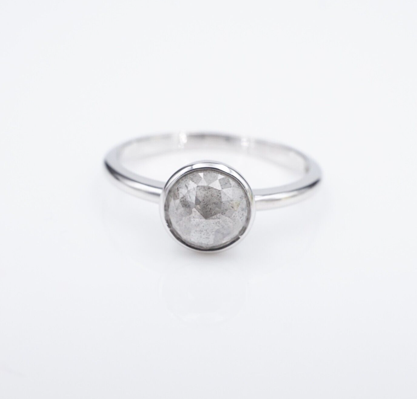 14k Salt and Pepper Diamond Ring White Gold Natural 1.25 ct Size 6.25 New, view 7