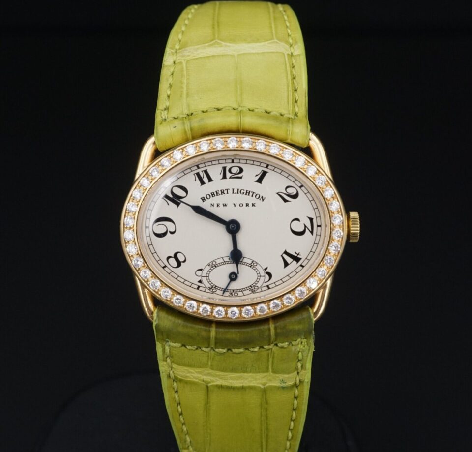 18k Ladies Robert Lighton 18k Rose Gold Diamond Watch Leather Strap 28mm CO1023