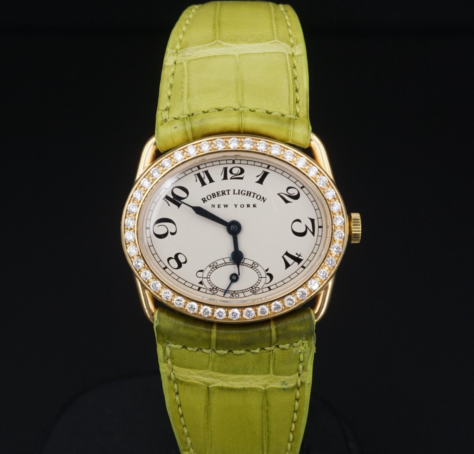 18k Ladies Robert Lighton 18k Rose Gold Diamond Watch Leather Strap 28mm, view 1