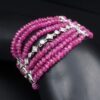 Cathy Waterman Platinum 7-Strand Floral Diamond Ruby Bead Bracelet 6.25", view 4