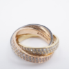 Tricolor Pave Diamond Eternity 3 Band Rolling Ring Gold Sz 8 4mm 3ct, view 3