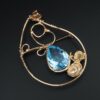 Jean Mahie Blue Topaz Pendant Brooch 9k Yellow Gold, view 1