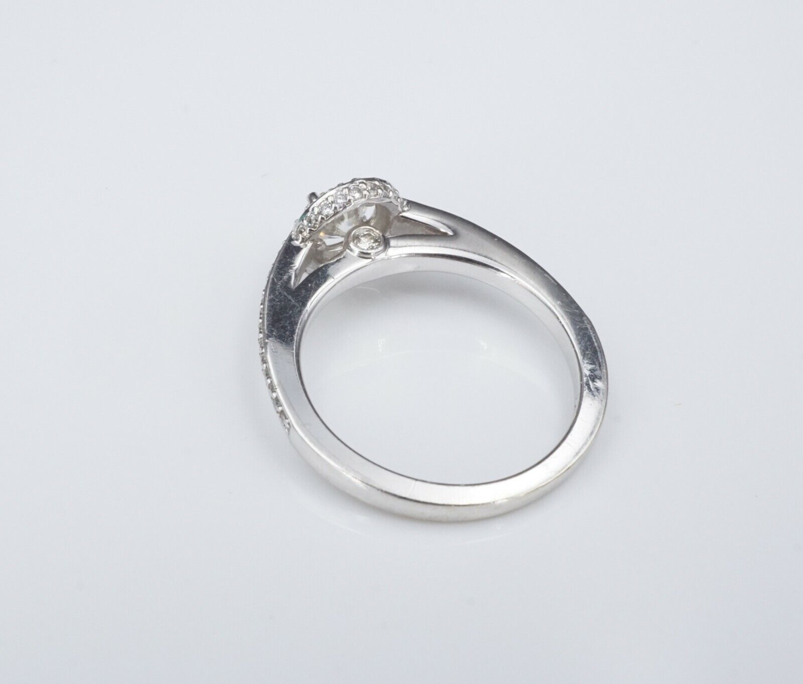 14k White Gold 1 carat RBC Halo Diamond Engagement Ring Size 7, view 3