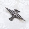 Antique Silver 18k Mid Victorian Pave Rose Cut Diamond Dove Bird Brooch, view 1