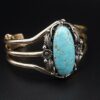 Navajo Emil Benally Vintage 14k Yellow Gold Turquoise Cuff Bracelet 6.25", view 2