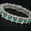 Natural Emerald and Diamond Bracelet 18k White Gold 26 carats 7", view 6