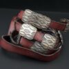 Navajo Andy Cadman Sterling Silver Leather Concho Belt 38" Stamped, view 1