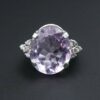 Morganite Diamond Cocktail Ring White Gold Statement Size 5, view 1
