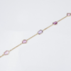 New 14k Yellow Gold Pink Purple 3 carat Sapphire 5 Station Bracelet 7", view 3