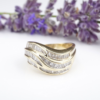 Vintage 14k Gold 3ctw Baguette Diamond Crossover Ring Size 8 IGRB, view 1