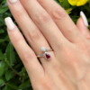 Giorgio Visconti 18K Ring Diamond Ruby White Gold Bypass Moi et Toi Sz 6, view 2