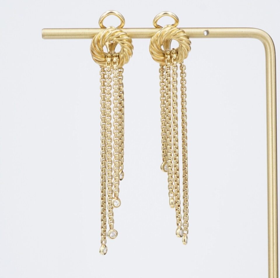 David Yurman Diamond Drop Earrings in Gold