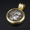 18k Gold Pendant Ancient Silver Coin Attica Tetradrachm Athena Owl 440BC, view 1
