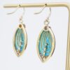 Antique Diamond Enamel Plique a Jour 18k Gold Dangle Drop Earrings 1.5", view 5