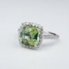 Natural Green Tourmaline Diamond Halo Ring Platinum 3 carat Size 5.75, view 1