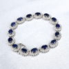 14k White Gold 16cttw Natural Sapphire Diamond Halo Tennis Bracelet 7.25", view 3