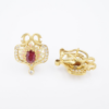 Masriera 18k Gold Earrings Natural Ruby Diamond Enamel Plique a Jour, view 4