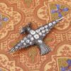 Antique Silver 18k Mid Victorian Pave Rose Cut Diamond Dove Bird Brooch, view 3
