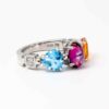 Bvlgari 18k White Gold Allegra Multi Gem Diamond Band Ring Size 5.5, view 3