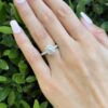 Oval Diamond Halo Engagement Ring 18k White Gold 1.4 ctw Size 6, view 3