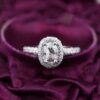 Oval Diamond Halo Engagement Ring 18k White Gold 1.4 ctw Size 6, view 1