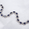 14k White Gold 16cttw Natural Sapphire Diamond Halo Tennis Bracelet 7.25", view 5