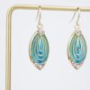 Antique Diamond Enamel Plique a Jour 18k Gold Dangle Drop Earrings 1.5", view 2