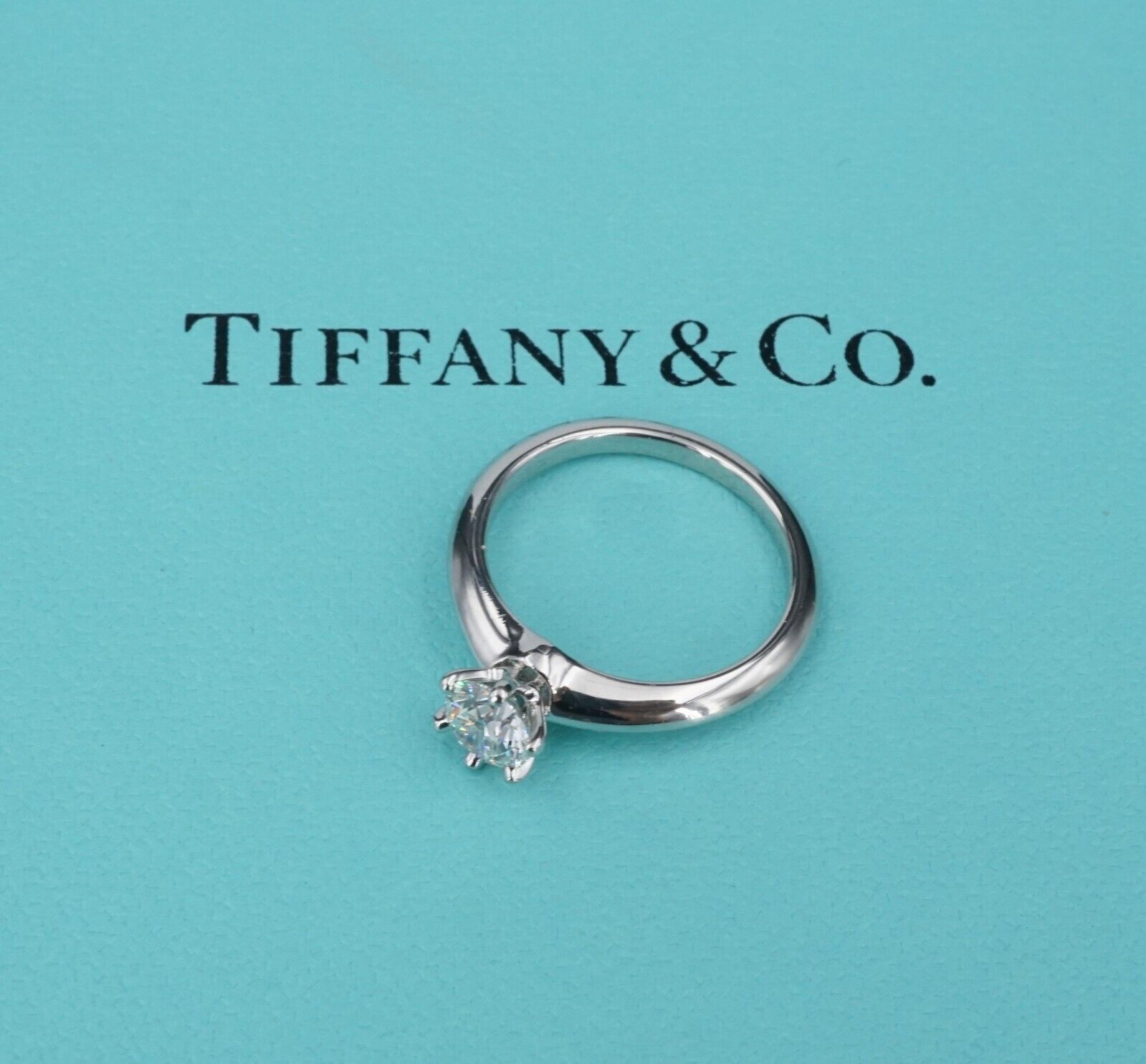 Tiffany & Co Diamond Engagement Ring Platinum .62ct H VS1 Size 5.5, view 6
