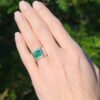 14k White Gold 4ct Diamond Sugarloaf Emerald Wide Band Ring Size 5, view 6