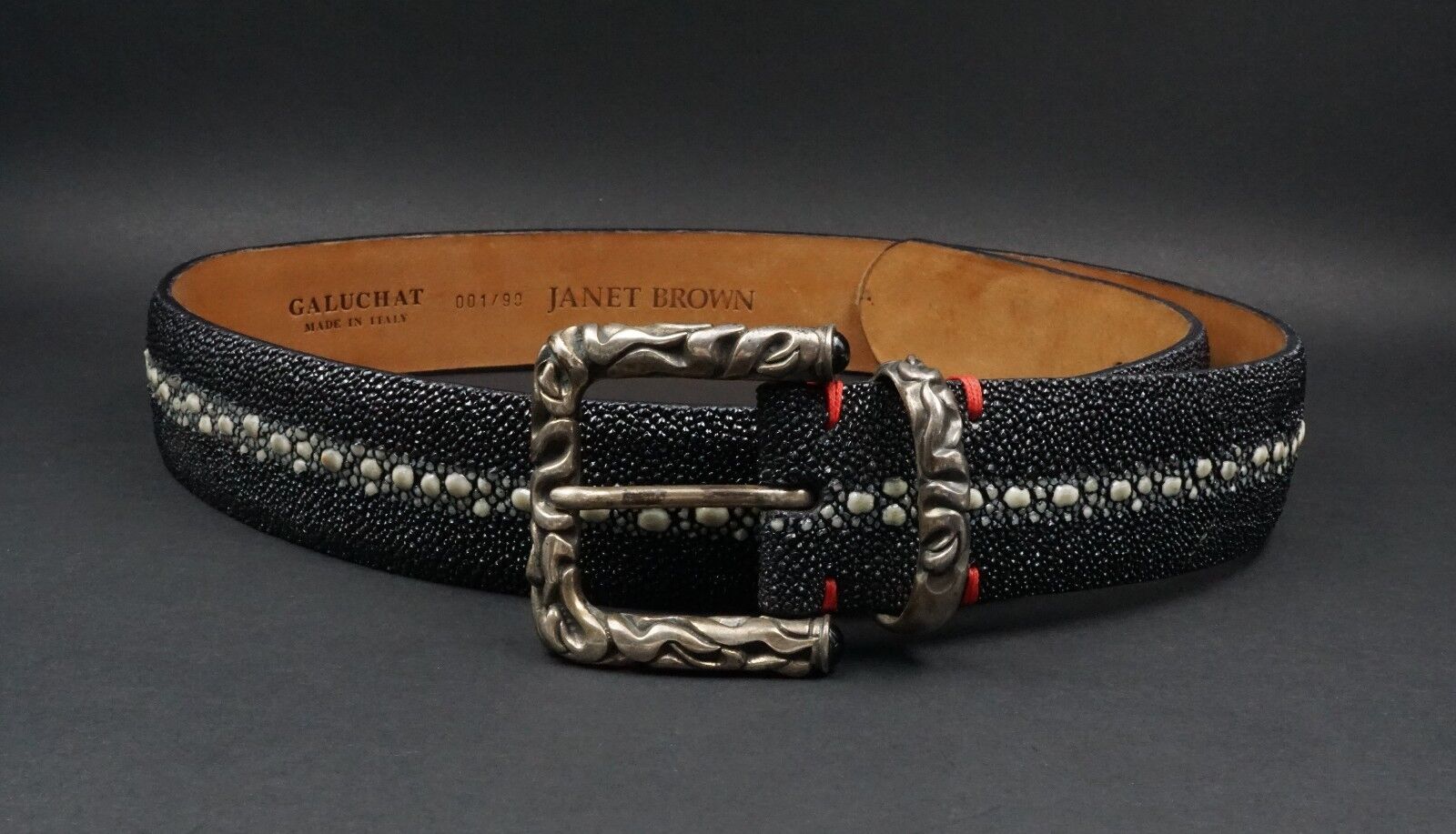 Claudio Calestani Sterling Silver Galuchat Leather Belt Buckle Janet Brown, view 2