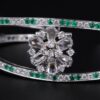 18k White Gold 4.5 carat Diamond Emerald Kick Cuff Bracelet 6.25", view 1