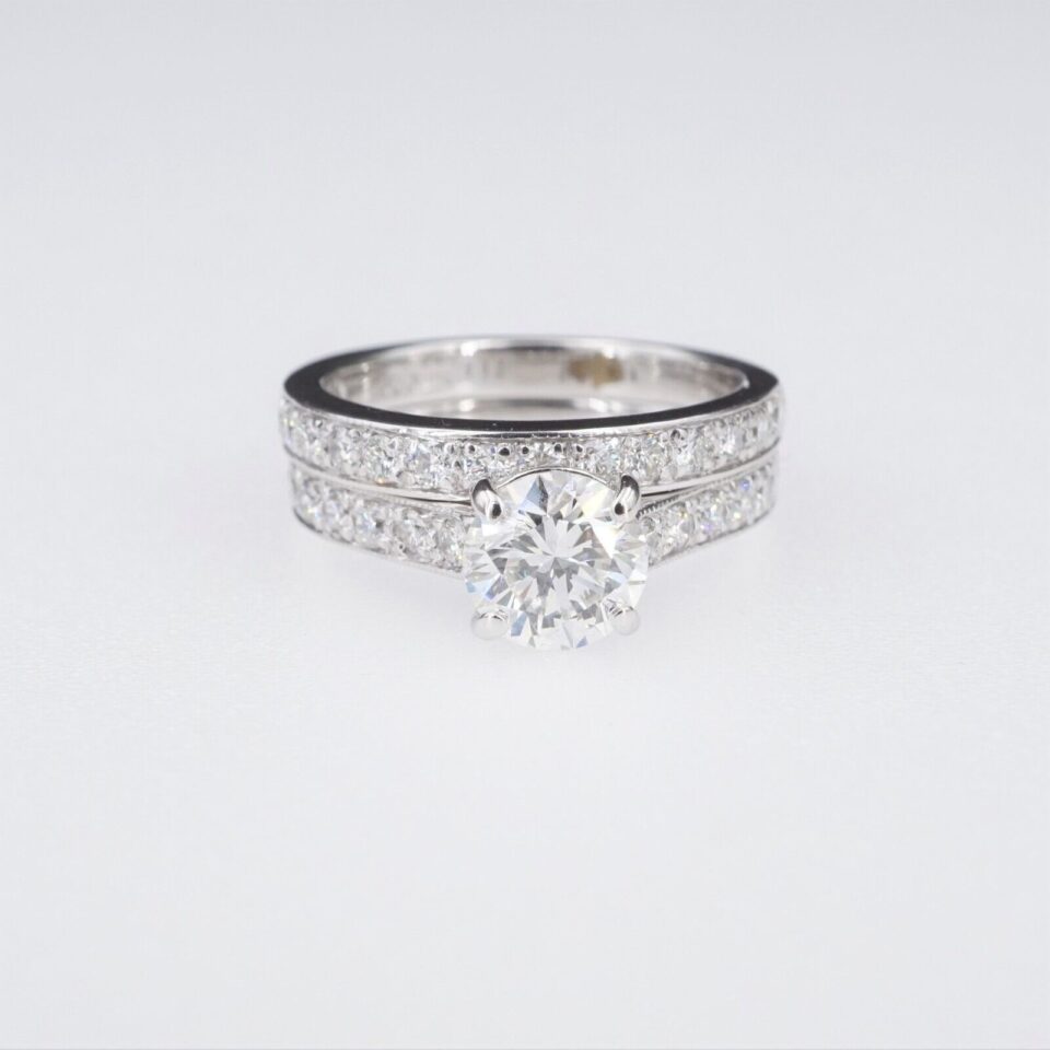 Martin Flyer 18k Gold 2 ctw Diamond Bridal Set Engagement Ring Size 5.75, view 2