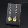 Prototype Jean Mahie 9k Yellow Gold Green Spinel Drop Hook Earrings 2.5", view 5