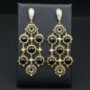 1.5ct Judith Ripka 18k Yellow Gold White Black Diamond Dangle Earrings, view 3
