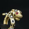 Gioconda Enamel Leopard Ring Cat Bypass 18k Yellow Gold Size 5, view 1