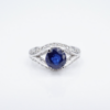 14k Natural Sapphire Diamond Solitaire Ring White Gold Size 6.5 Vintage, view 1