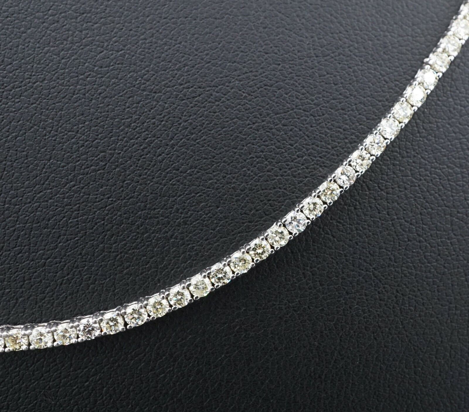 10ct Diamond Tennis Necklace 14k White Gold 22" Stackable, view 3