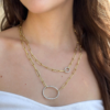 Ileana Makri 18k Gold Diamond Universe Oval Chain Necklace Paperclip 40" shown worn