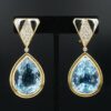 Signed Antoniazzi Chiappe 18k Gold 135ct Blue Topaz Diamond Earrings 2.25, view 1