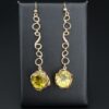 Prototype Jean Mahie 9k Yellow Gold Green Spinel Drop Hook Earrings 2.5", view 4